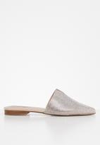 silver mule flats