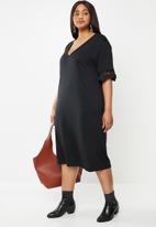 JUNAROSE - Plus fara short sleeve dress - black