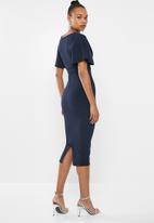 navy dress midi kimono wrap