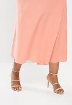 Glamorous - Plus wrap midi skirt with button detail - coral