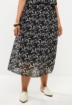 edit Plus - Printed chiffon a-line skirt - black print