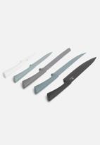 Excellent Housewares - Knife set in stand - grey ombre 