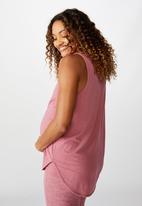 Cotton On - Maternity active curve hem tank top - washed rose