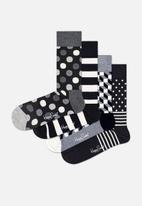 Happy Socks - 4 Pack classic socks gift set - black & white 