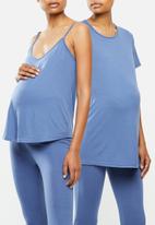 Superbalist - Maternity 2 pack cami + tee combo - mid blue