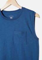 Free by Cotton On - Free boys textured tank - petty blue