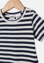 Cotton On - The short sleeve romper - stripe navy /vanilla