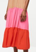 Me&B - Colourblock midi dress withshirred bodice - multi 