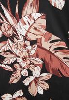 edit - Printed slit midi tunic dress - black & maroon floral