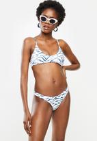 Cotton On - Refined high side brazilian bikini bottom - bluestone zebra shirred