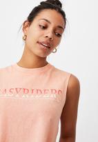 Cotton On - Marley graphic muscle tank - sunfaded pink