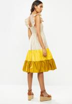 Me&B - Colour block sun dress with frill sleeves - multi