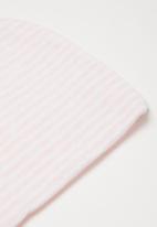 POP CANDY - 2 Pack stripe beanie - pink & white
