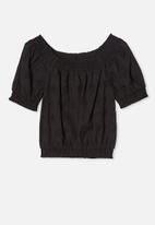 Free by Cotton On - Sasha broderie top - black