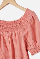 Free by Cotton On - Sasha broderie top - pink