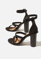 black heels 3 straps