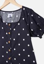 Free by Cotton On - Pippa puff sleeve top - indigo spot