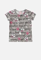 Quimby - Girls printed tee - grey/pink