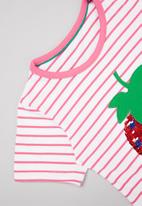POP CANDY - Girls stripe strawberry tee - pink & white