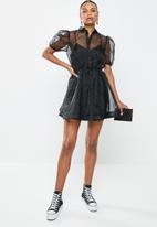 Puff sleeve organza shirt dress short sleeve - black Missguided Occasion | Superbalist.com