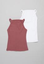 Superbalist - High neck 2 pack vests - pink & white