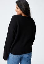 Cotton On - Curve riley cotton knit jumper - black