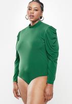 Blake - Drape sleeve bodysuit with turtleneck - emerald