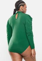 Blake - Drape sleeve bodysuit with turtleneck - emerald