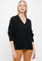 Jacqueline de Yong - Agnes  long sleeve pullover knit - black
