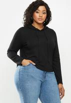 Blake - Soft touch cropped hoodie - black