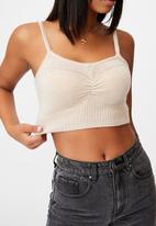 Cotton On - Rib cotton blend cami - taupe
