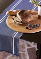 Barrydale Hand Weavers - Contemporary table runner - with stripes - blue