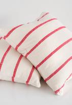 Barrydale Hand Weavers - Country cushion cover- stripes throughout - red & cream 