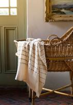 Barrydale Hand Weavers - Baby blanket - stripes throughout - grey & cream 