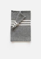 Barrydale Hand Weavers - Small contemporary towel - stripes on ends - charcoal