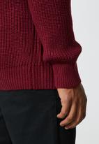 Superbalist - Chunky textured deep vee knit - burgundy