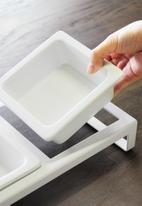 Yamazaki - Tower pet food bowl stand set - white