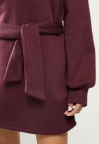 Missguided - Oversized hooded sweater dress - burgundy