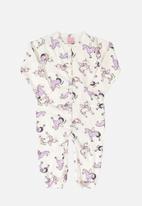 Quimby - Baby girls horse print romper - off white & purple