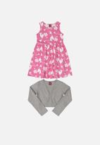 Bee Loop - Girls jersey dress & shrug set - pink