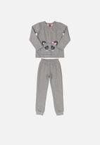 Bee Loop - Girls bear sweatshirt & sweatpants set - grey