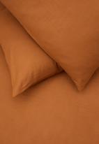 Sixth Floor - 100% Cotton pre-washed linen look duvet cover set - cinnamon