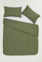 Sixth Floor - 100% cotton pre-washed linen look duvet cover set - army green