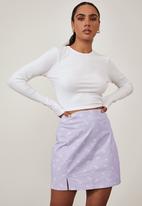 Factorie - Double split mini skirt - josie floral_pale violet
