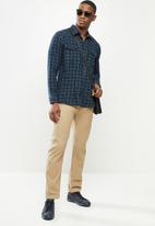 JEEP - Harlyn flannel long sleeve yd check shirt - navy