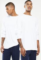 Superbalist - 2-pack premium ribbed crew neck long sleeve tops - white