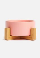 Sixth Floor - Ciao pet bowl with bamboo stand - blush