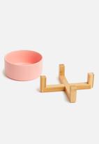 Sixth Floor - Ciao pet bowl with bamboo stand - blush