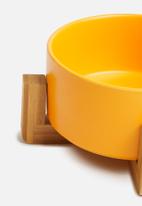 Sixth Floor - Ciao pet bowl with bamboo stand - mustard