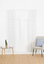 Sixth Floor - Squares taped unlined curtain - white & black